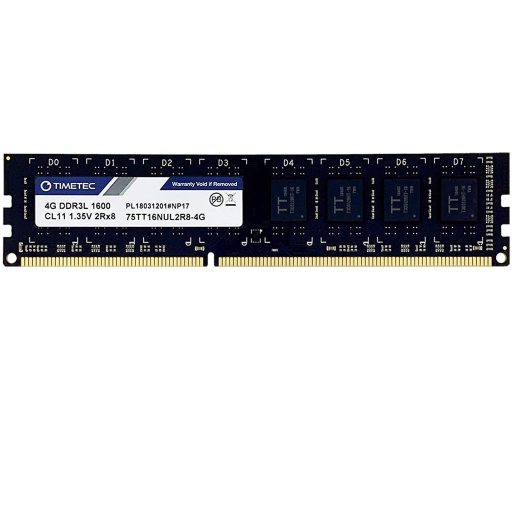  [AUSTRALIA] - Timetec 4GB DDR3L / DDR3 1600MHz PC3L-12800 / PC3-12800 Non-ECC Unbuffered 1.35V / 1.5V CL11 2Rx8 Dual Rank 240 Pin UDIMM Desktop PC Computer Memory RAM Module Upgrade (4GB) Low Density 4GB