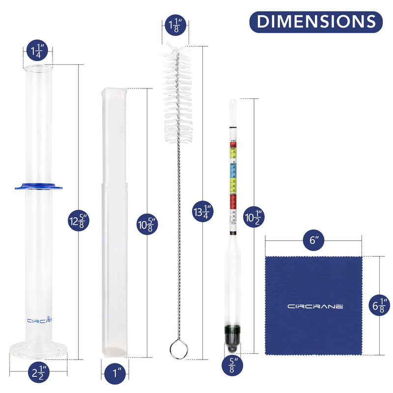 Circrane Hydrometer & Glass Test Jar Set, Triple Scale Alcohol Hydrometer with Glass Cylinder for Brew Beer, Wine, Mead and Kombucha, ABV, Brix and Gravity Test Kit, Home Brewing Supplies - LeoForward Australia