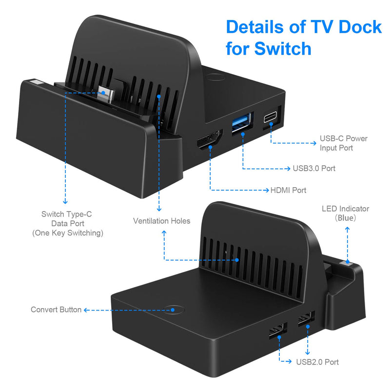  [AUSTRALIA] - Dock for Nintendo Switch, Switch Charging Dock 4K HDMI TV Adapter Switch Docking Station Charger Dock Set Good Replacement for Official Nintendo Switch Dock (Upgraded System)