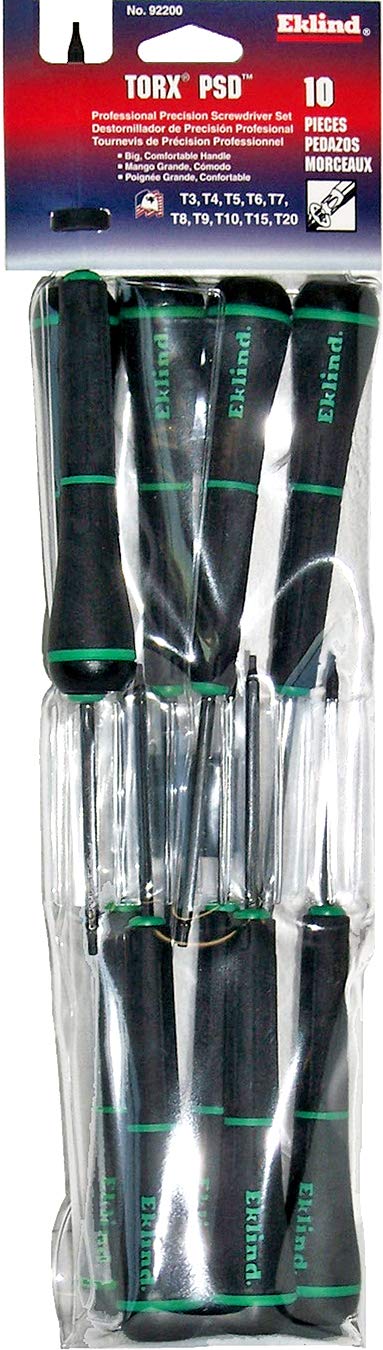  [AUSTRALIA] - EKLIND 92200 PSD TORX star Precision Screwdriver - 10pc set T3-T20 Оnе Расk