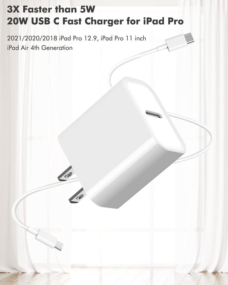  [AUSTRALIA] - iPad Pro Charger Cable Cord [Apple MFi Certified],20W Android Charger, Type C Fast Charging Charger for iPad Pro 12.9 5/4/3 (2021/2020/2018), iPad Pro 11, iPad Air 5/4, iPad Mini 6, Pixel, Samsung, LG