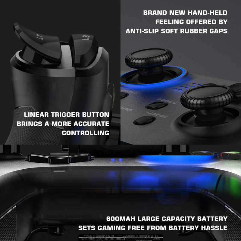  [AUSTRALIA] - GameSir T4 pro Wireless Game Controller for Windows 7 8 10 PC/iOS/Android/Switch, Dual Shock USB Bluetooth Mobile Phone Gamepad Joystick for Apple Arcade MFi Games, Semi-Transparent LED Backlight T4pro