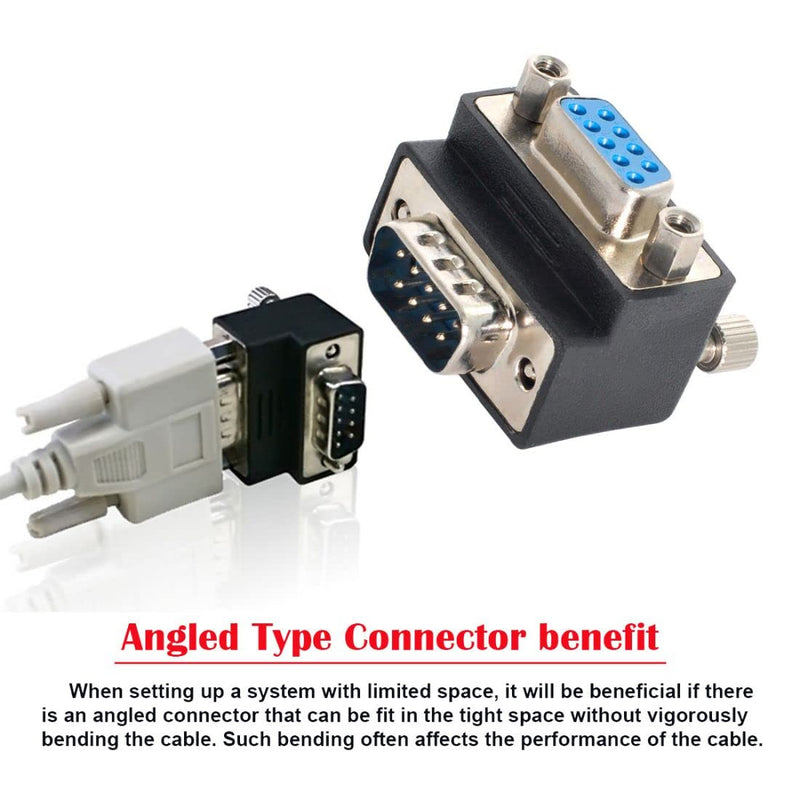  [AUSTRALIA] - chenyang RS232 D-Sub 9Pin Male to Female 90 Degree UP + Down Angled Extension Adapter