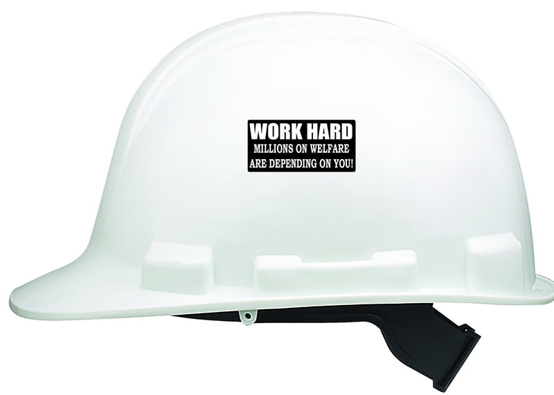  [AUSTRALIA] - Rogue River Tactical 3 Pack Funny Hard Hat Sticker Work Hard Millions on Welfare Depend on You Biker Helmet Decals Toolbox 1"x 2"