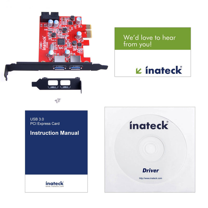  [AUSTRALIA] - Inateck 2 Port PCIe USB 3.0 Card with Internal USB 3.0 20-Pin Connector - Expand Another Two USB 3.0 Ports, Compatible Mac Pro, No Additional Power Connection Needed