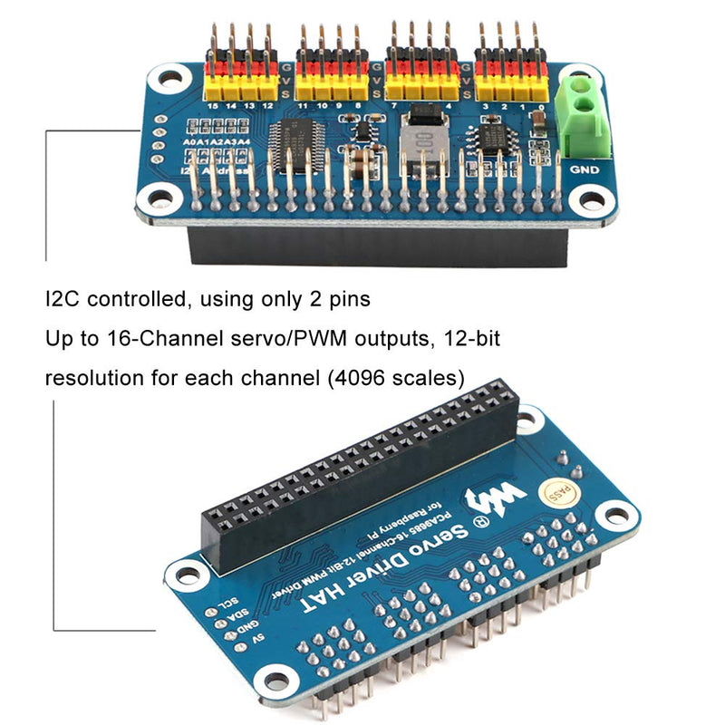  [AUSTRALIA] - MakerFocus PWM Servo Motor Driver IIC Module 16 Channel PWM Outputs 12 Bit Resolution I2C Compatible with Raspberry Pi 4 3B+ 3B Zero/Zero W/Zero WH and Jetson Nano