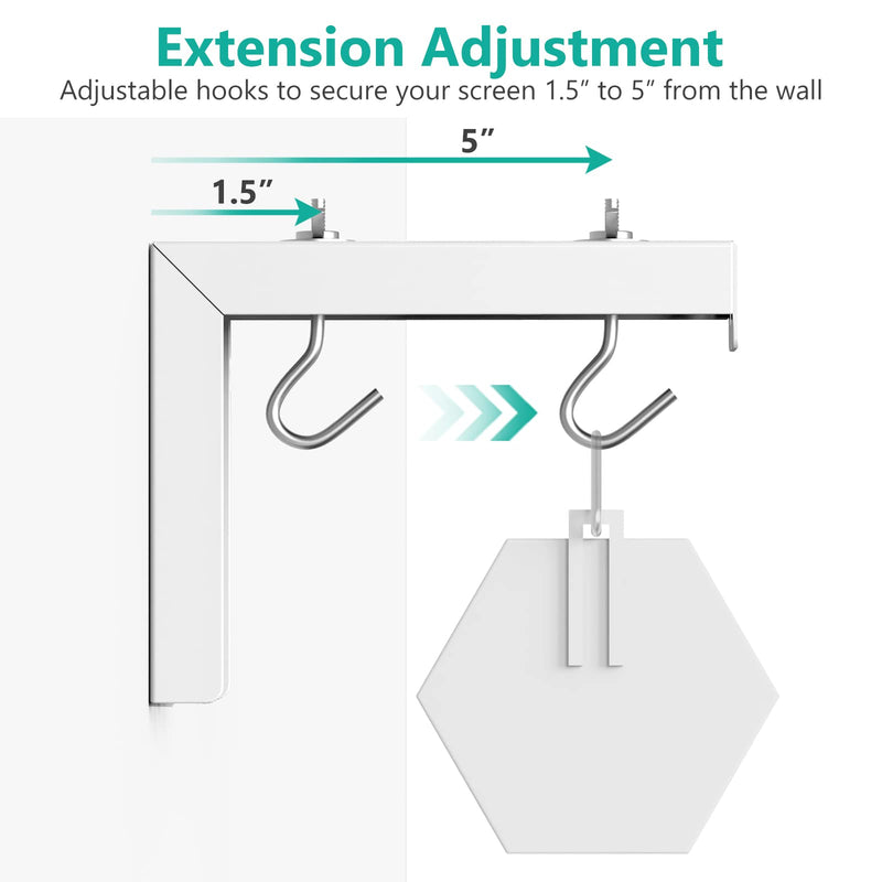  [AUSTRALIA] - WALI Universal Projector Screen Ceiling Mount, Wall Hanging Mount L-Brackets, 6 inch Adjustable Extension with Hook Kit, Perfect Projector Screen Placement Hold up to 66 lbs (PSM001-W), White White - 6 Inch