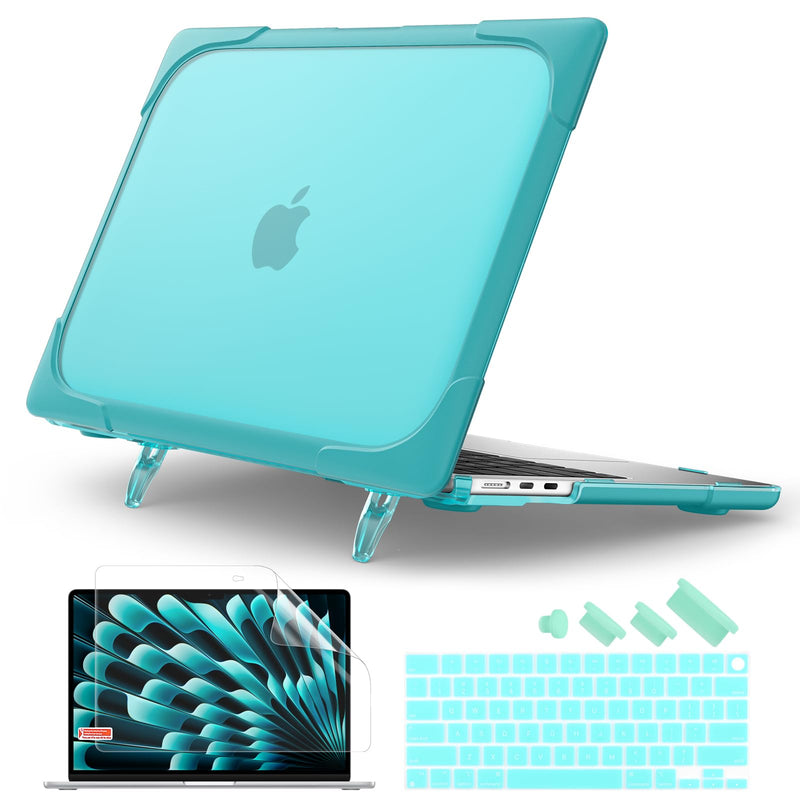  [AUSTRALIA] - Batianda for 2023 MacBook Air 15 inch Case with M2 Chip Model A2941,Heavy Duty Shockproof Protective Hard Shell with Fold Kickstand & Keyboard Cover Screen Protector for Enhanced Durability, Blue