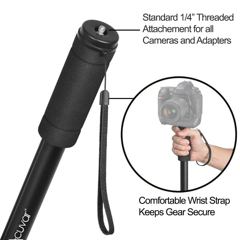  [AUSTRALIA] - Acuvar 62" Inch Monopod with Integrated Safety Strap and 4 Section Extending Pole for All Digital Cameras, DSLR, Mirrorless, Compact Cameras