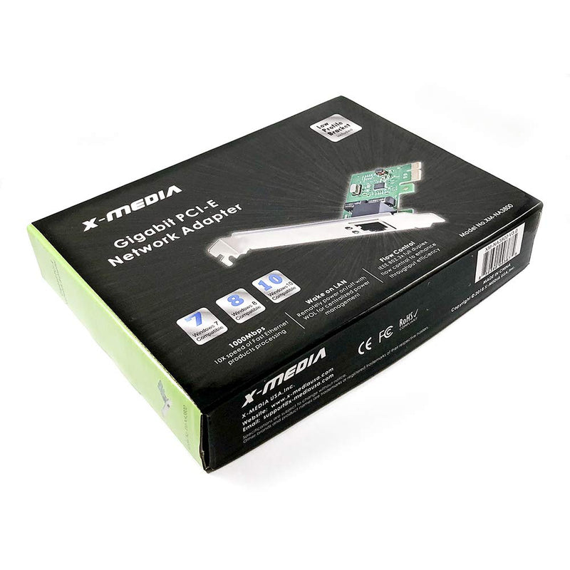  [AUSTRALIA] - X-MEDIA XM-NA3800 1-Port PCI-E 10/100/1000Mbps Gigabit Ethernet PCI Express PCIe Network Card / Network Adapter, Windows 10 & Linux Supported