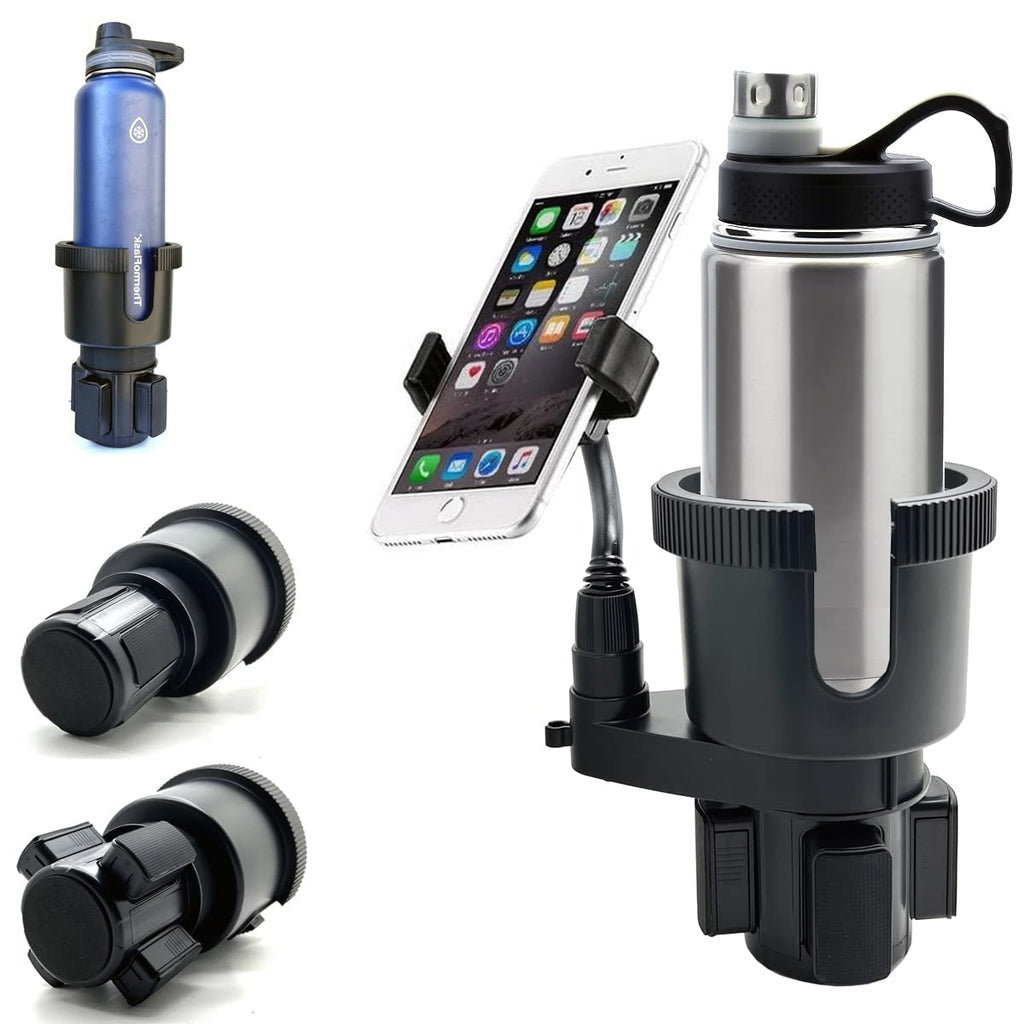  [AUSTRALIA] - Adjustable Car Drink Cup Holder Organizer Expander Mount for ThermoFlask Coleman Yeti Hydro Flasks Nalgenes Camelbak Insulated Bottles Tumbler up to 3.8" Diameter with iPhone Galaxy Smartphone Holder