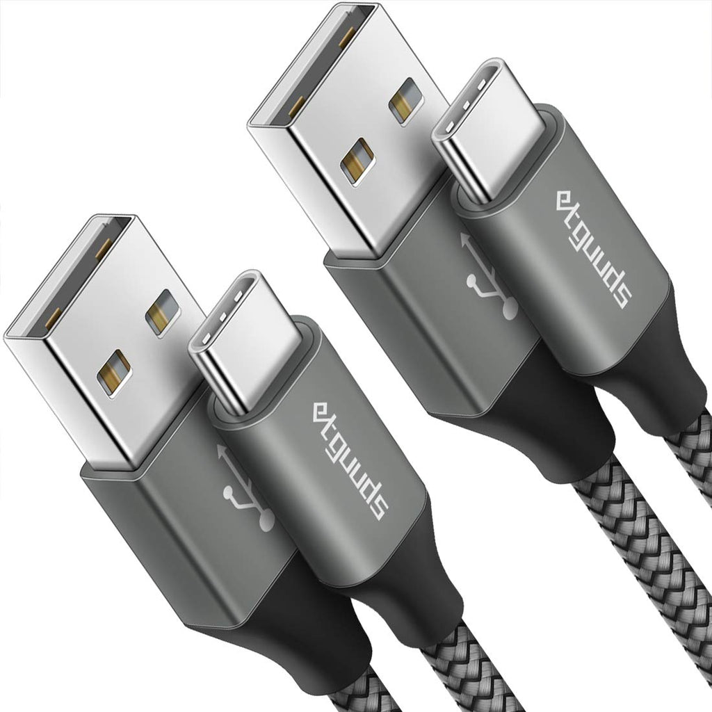  [AUSTRALIA] - [2-Pack, 3ft] USB C Cable 3A Fast Charge, etguuds USB A to Type C Charger Cord Braided Compatible with Samsung Galaxy A10e A20 A50 A51 A71, S20 S10 S9 S8 Plus S10E, Note 20 10 9 8, Moto G7 G8 Gray 2