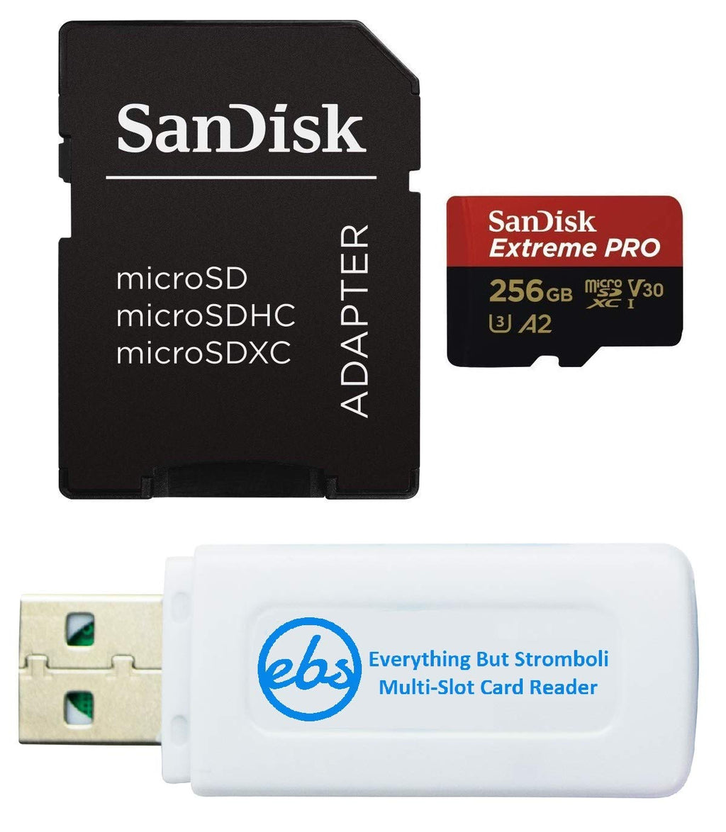  [AUSTRALIA] - SanDisk Extreme Pro 256GB Micro SD Memory Card for GoPro Hero 9 Black Camera Hero9 UHS-1 U3 / V30 A2 4K Class 10 (SDSQXCY-256G-GN6MA) Bundle with (1) Everything But Stromboli SDXC & Micro Card Reader
