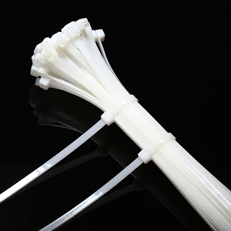  [AUSTRALIA] - Industrial Multi-Purpose UV Resistant White Nylon Cable Ties, 8 inches, Self-Locking Cable Zip Tie - Perfect for Home, Office, Garage, Garden and Workshop. Pack-of-250Pcs