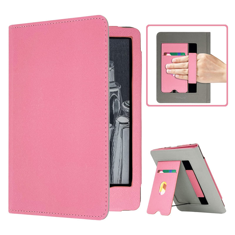  [AUSTRALIA] - RSAquar New Kindle Paperwhite Case for 11th Generation eReader 6.8” and Signature Edition 2021 Released, Premium PU Leather Cover with Auto Sleep Wake, Hand Strap, Card Slot, and Foldable Stand, Pink