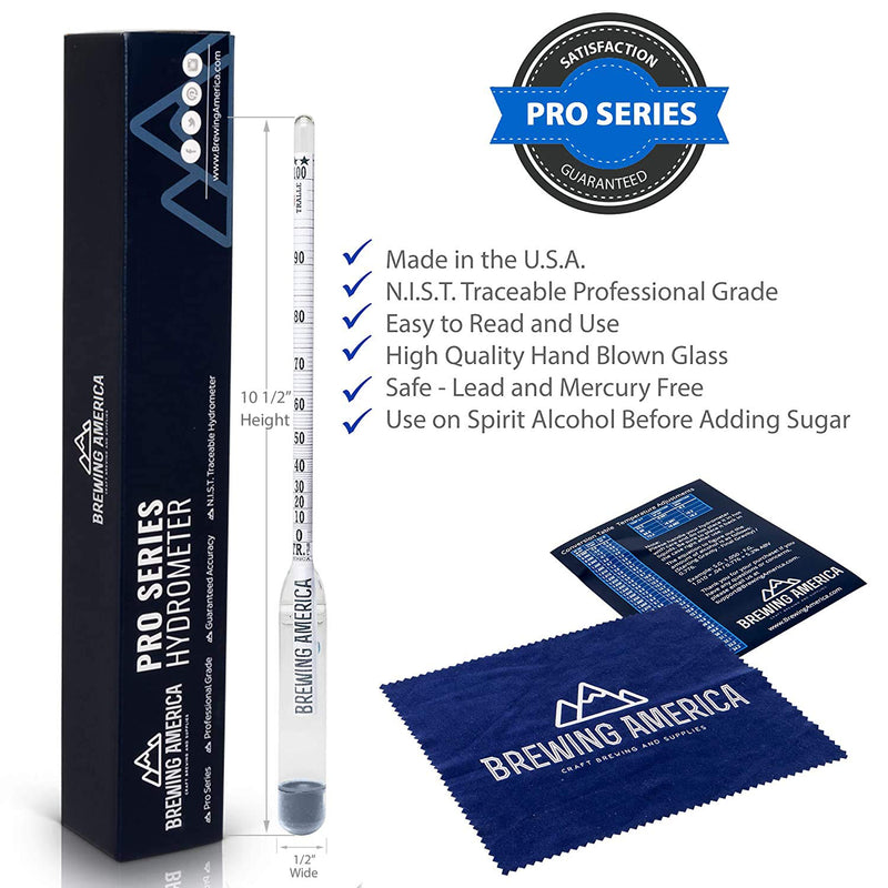 American-Made Alcohol Hydrometer Tester 0-200 Proof & Tralle Pro Series Traceable - Distilling Moonshine Alcoholmeter for Proofing Distilled Spirits - LeoForward Australia