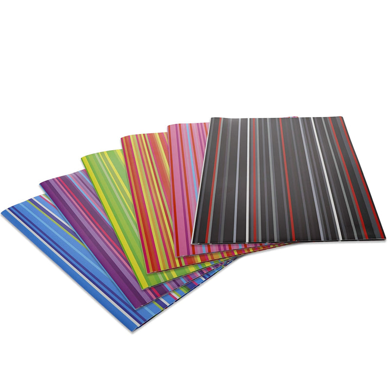  [AUSTRALIA] - Emraw Stripes 2 Pockets Poly Portfolio with Business Card Holder Legal Document Organizer Designed for Home, Office, School, Classroom and More - Actual Colors May Vary (Pack of 3)