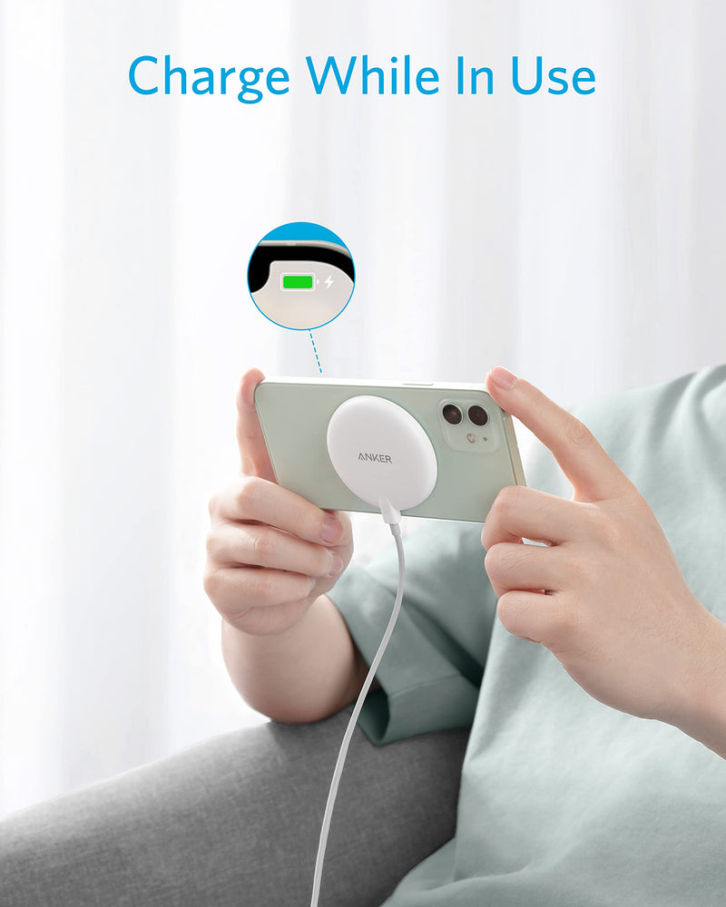  [AUSTRALIA] - Anker 313 Magnetic Wireless Charger (Pad), with 5 ft Built-In USB-C cable, PowerWave Pad Lite Only for iPhone 13 / 13 Pro / 13 Pro Max / 13 mini / 12 / 12 Pro / 12 mini (No AC Adapter) With no charger