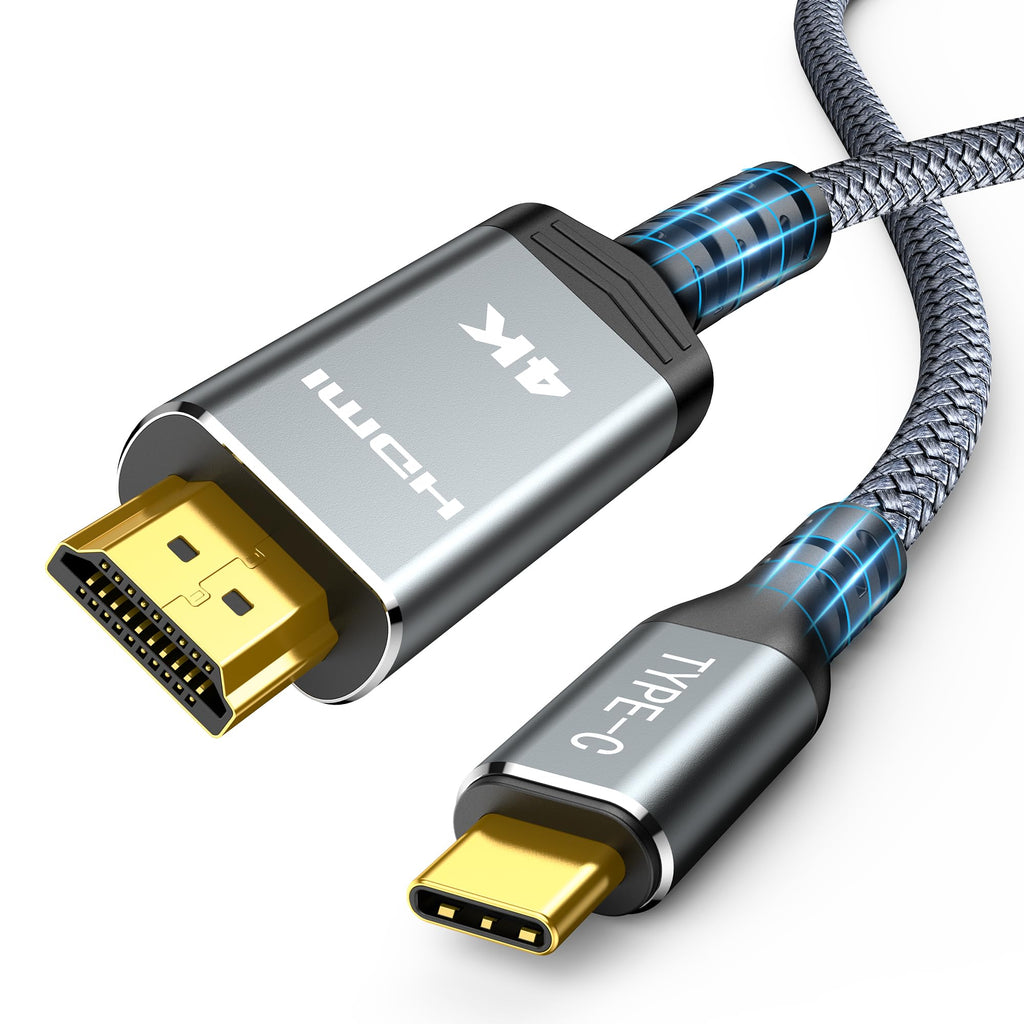  [AUSTRALIA] - Highwings USB C to HDMI Cable 4K 1.8M, USB C HDMI Cable UHD Thunderbolt 3 Compatible for iPhone 15 Pro/Plus/Max, MacBook Pro/Air, iPad Pro/Air, Surface Book 2, Dell XPS, Galaxy S10/S9 etc. Gray