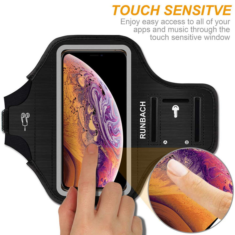  [AUSTRALIA] - RUNBACH Armband for iPhone 13/13 Pro/12/12 Pro/11/XR,Sweatproof Running Exercise Bag with Card Slot for 6.1 Inch iPhone 13,13 Pro,12,12 Pro,iPhone 11,iPhone XR(Black) Black