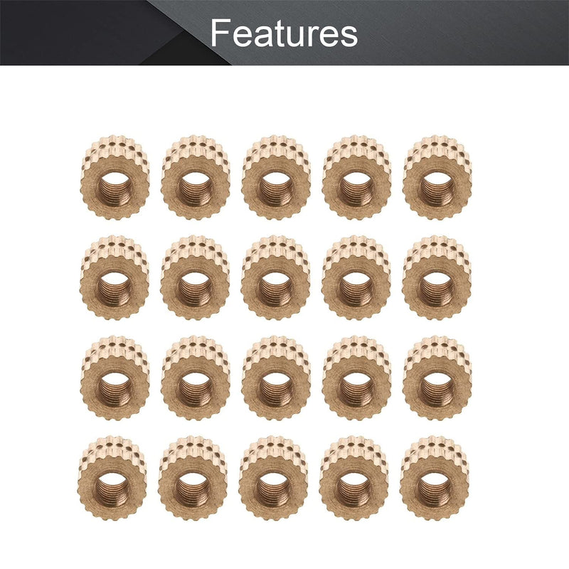  [AUSTRALIA] - MroMax M3 Knurled Insert Nuts, M3x5x5mm Female Thread Brass Knurled Threaded Insert Embedment Nuts Metric Pressed Fit into Holes for 3D Printing Injection Molding Gold 200Pcs