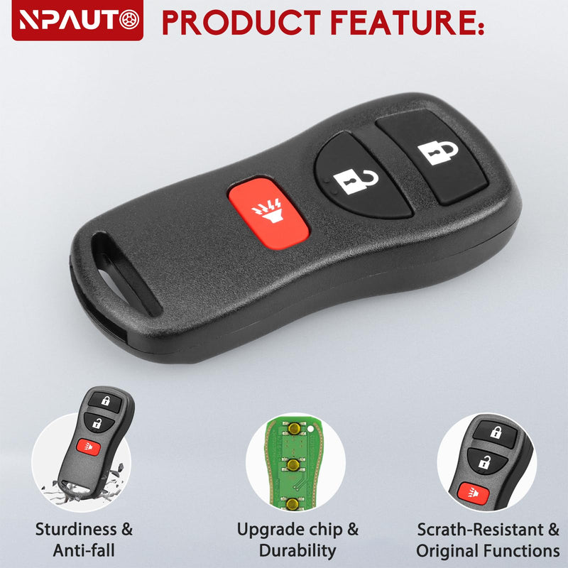  [AUSTRALIA] - NPAUTO Key Fob Replacement, Fits for Nissan Frontier Xterra Titan Versa Pathfinder Murano Quest Sentra Armada NV, Infiniti QX4 FX35 FX45 - Keyless Entry Remote Control Car Key Fobs, KBRASTU15, 2-Pack