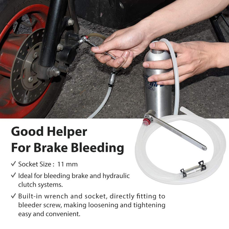  [AUSTRALIA] - FIRSTINFO Mini 11mm Brake Fluid Clutch Bleeder Hose with 12 Point Wrench and Check Valve for Brake Bleeding & Hydraulic Clutch Systems