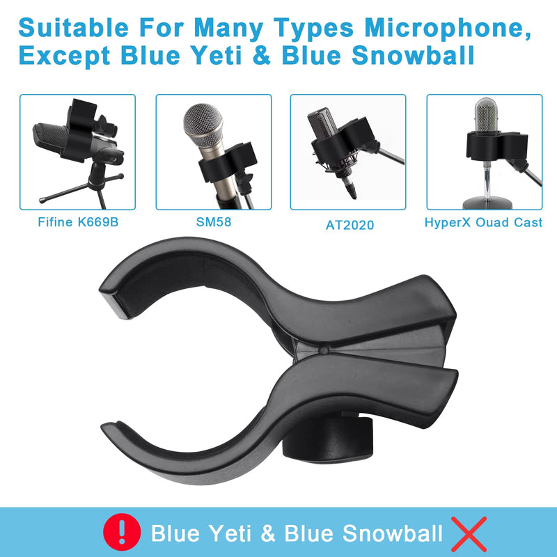  [AUSTRALIA] - Adjustable Microphone Holder Clip, 1 Pcs Plastic Spring Mic Clip, Microphone Stand Outer Diameter Between 32mm to 60mm with 1pcs 5/8" to 3/8" Screw Adapter, Black (Black-1PCS)