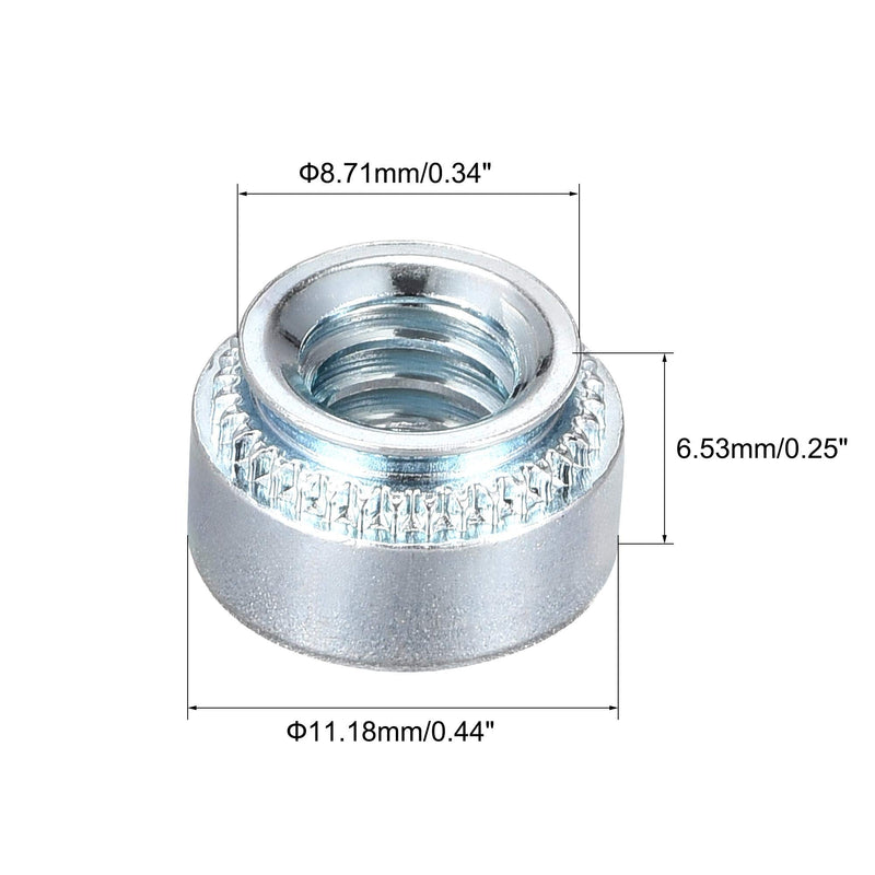  [AUSTRALIA] - uxcell Self -Clinching Nuts,1/4-20 x 0.25-Inch Carbon Steel with Zinc Plating Rivet Nut Round Head Steel Metal Sheet Mounting Hardware Fastener 100pcs 1/4-20x6.53mm