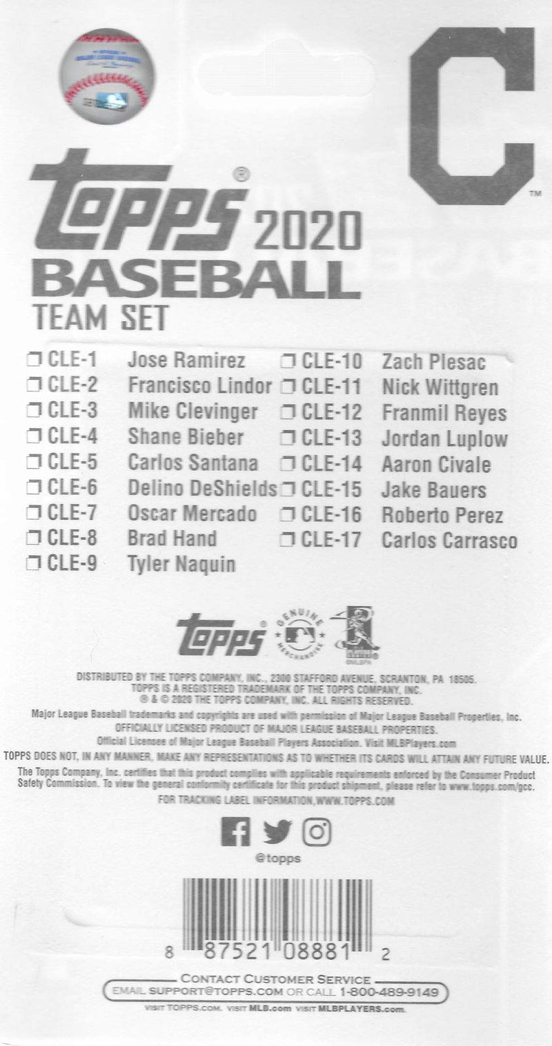 Cleveland Indians 2020 Topps Factory Sealed Special Edition 17 Card Team Set with Jake Bauers, Carlos Santana and Francisco Lindor Plus - LeoForward Australia