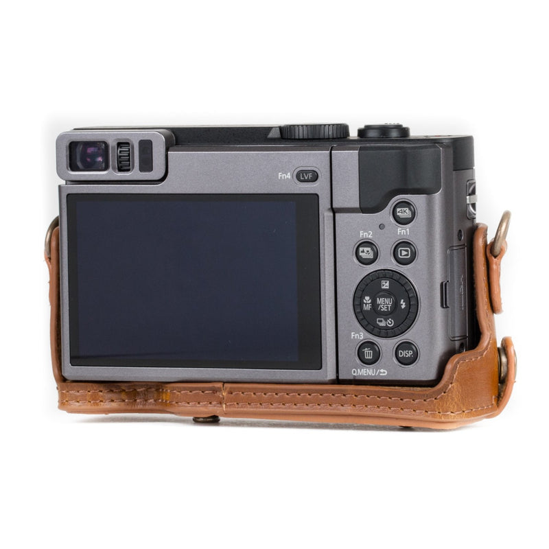  [AUSTRALIA] - MegaGear MG1260 Ever Ready Leather Camera Case compatible with Panasonic Lumix DC-ZS80, DC-ZS70, DC-TZ95, DC-TZ90 - Light Brown