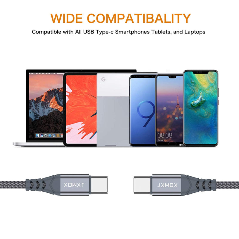 [AUSTRALIA] - Short USB C to USB C Cable 60W, (2 Pack 1ft) JXMOX Type C Fast Charging Cord Charger Compatible with Samsung Galaxy S22 S21 S20 Ultra Plus S20+ Note 20 10, Google Pixel 2/3/4 XL,iPad Pro/Air4 (Grey) Grey