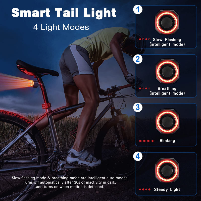  [AUSTRALIA] - WSDCAM Bike Alarm & Smart Bike Tail Light Alarm Bike Brake Light Auto ON/Off Bike Antitheft Alarm with Remote, Waterproof Bicycle Alarm Rear Bike Light Bicycle Tail Light Rechargeable