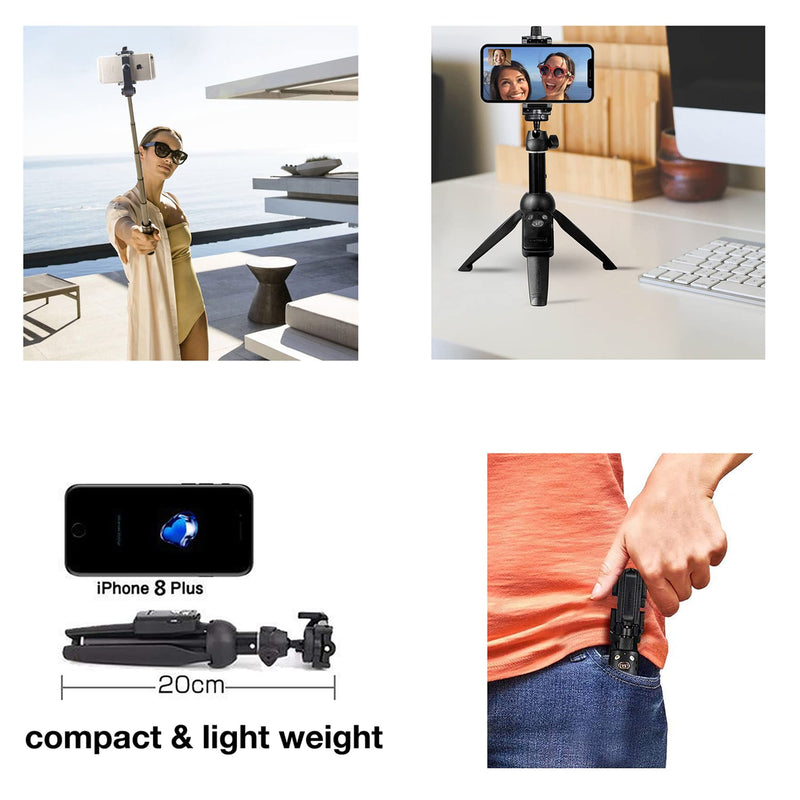  [AUSTRALIA] - Portable 40 Inch Aluminum Alloy Selfie Stick Phone Tripod with Wireless Remote Shutter Compatible with 14 13 12 11 pro Max Xr X 8 7 6 Plus, Android Smartphone black