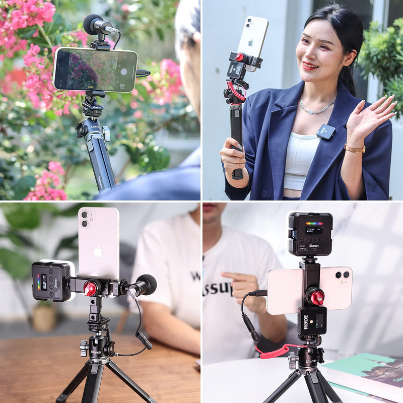  [AUSTRALIA] - PICTRON Metal Phone Tripod Mount 3 Cold Shoes & Arca Port, 360° Smartphone Tripod Adapter for iPhone Samsung Cell Phone Stand Holder for Desktop Tripod Video Live Streaming Vlogging Rig ST-27