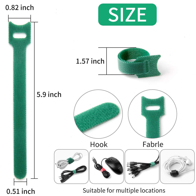  [AUSTRALIA] - 6 Inch Length Reusable Hook and Loop Cable Ties ，Strong &Microfiber fastening cloth, Adjustable Fastener Cable Strap Hook and Loop Cord Ties
