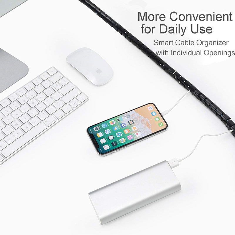  [AUSTRALIA] - Cable Management Sleeves Desk Cord Organizer Cover Black White with 4 Adhesive Cable Clips, VIWIEU 2 PCS Cable Bundler Wire Wrap System for TV/Computer/Home Entertainment 7/8"-5ft Combo Black &White