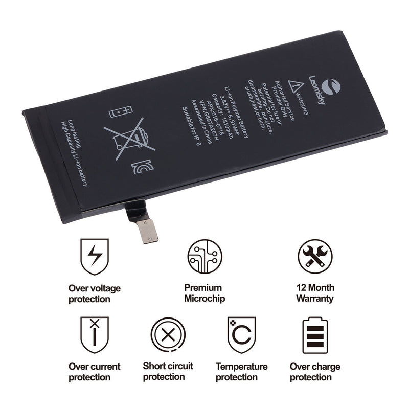 Battery for Model IP 6-Repair Tools Kits and and Instructions,Replace Your Battery in 15 Min - 1 Year Warranty [3.8V 1810mAh Li-ion] - LeoForward Australia