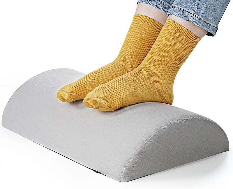  [AUSTRALIA] - Office Footrest Under Desk Support Cushion Pillow Pads Rocker Velvet Foot Rest Stool Ottoman Leg Back Knee Non-Slip Bottom Home Office Grey Round Grey