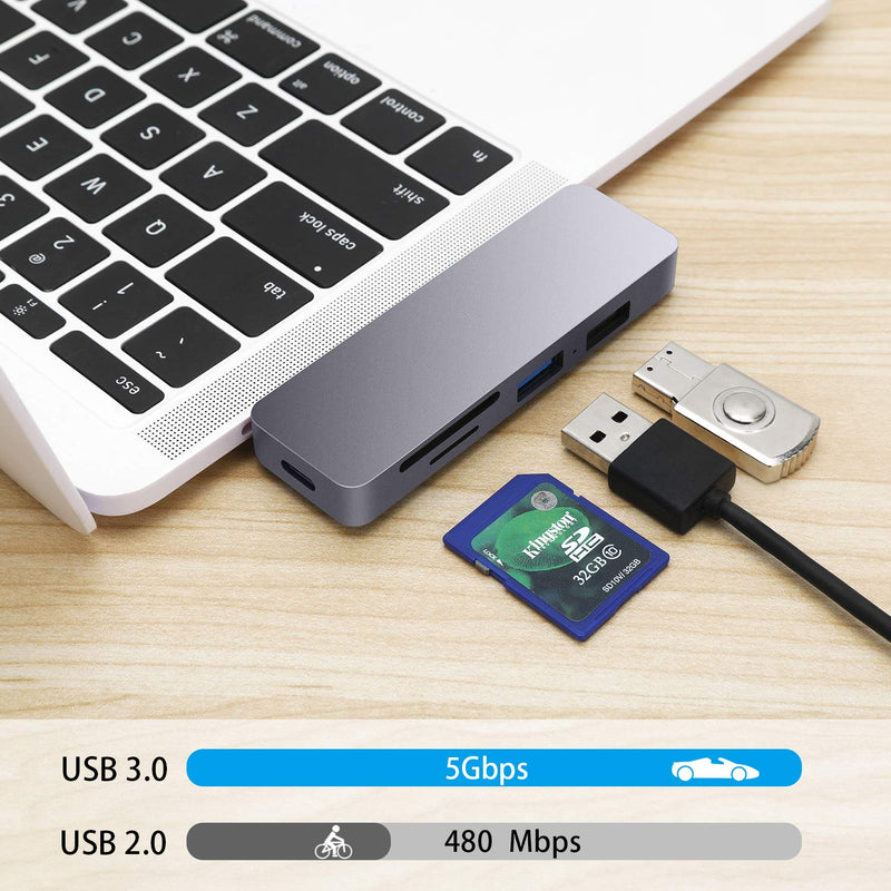 USB C Hub for MacBook,6-in-1 Type C Hub Adapter for Laptop with USB 3.0/2.0, 87W Small USB Hub for Laptop Powered Delivery, TF/SD Card Reader Compatible for MacBook Pro, XPS More Type C Devices - LeoForward Australia