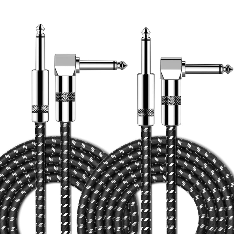  [AUSTRALIA] - New bee Guitar Cable 10 ft Electric Instrument Cable Bass AMP Cord 1/4 Straight to Straight for Electric Guitar, Bass Guitar, Electric Mandolin, Pro Audio (2 Pack, Right Angle) 10ft 2 Pack