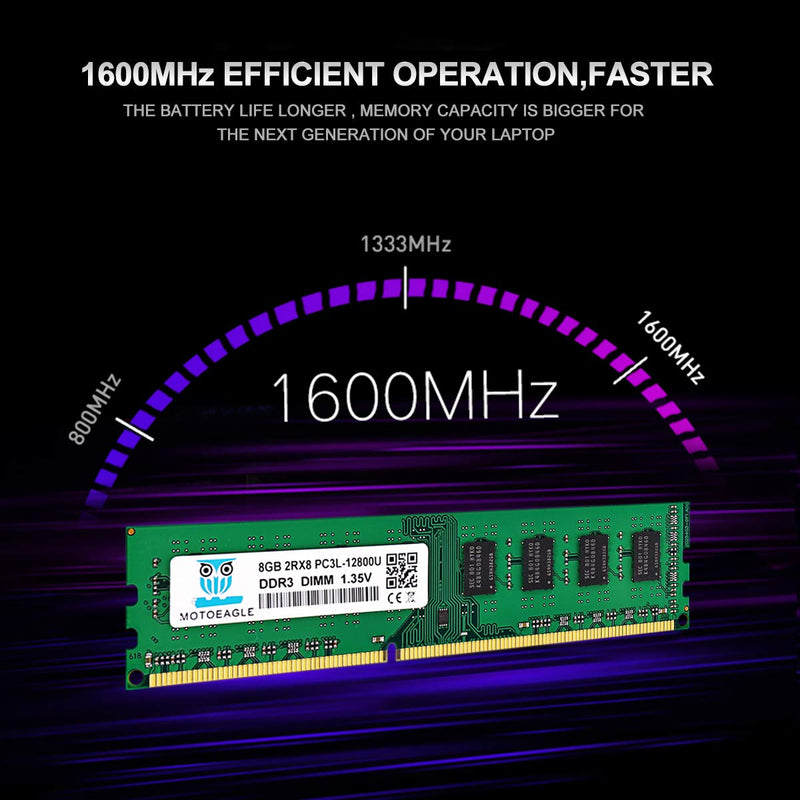  [AUSTRALIA] - DDR3L-1600 UDIMM 16GB Kit (2x8GB) 2Rx8 PC3 PC3L-12800U 8GB 240 Pin Non ECC Unbuffered 1.35V/1.5V CL11 Dual Rank Desktop Memory Ram DDR3L 1600MHz DIMM 8GBx2 PC3 12800U - 8GBx2