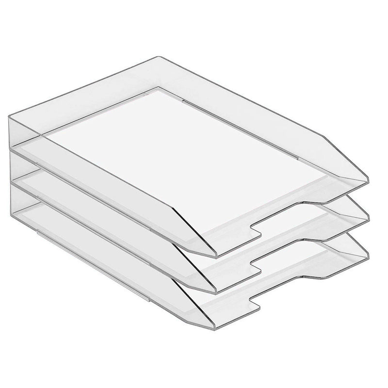Acrimet Stackable Letter Tray Front Load Plastic Desktop File Organizer (Clear Crystal Color) (1 Unit) - LeoForward Australia