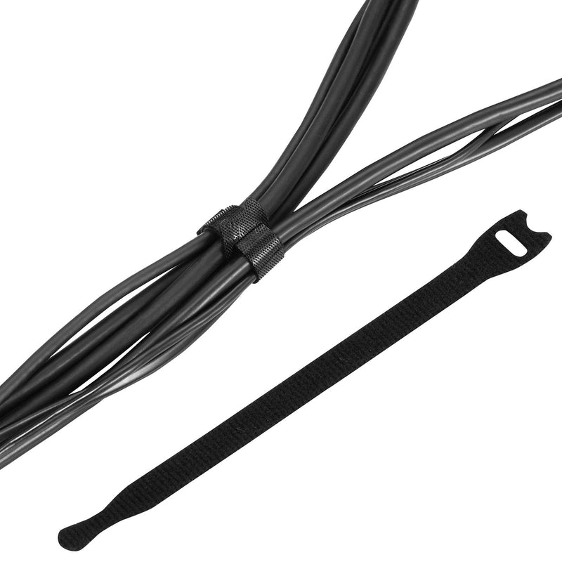  [AUSTRALIA] - 100Pk Reusable Cable Ties Cable Straps, Trilancer 8''x0.5'' Thin Wire Cord Organization Ties with Hook and Loop for Home, Office and Data Centers(Black)