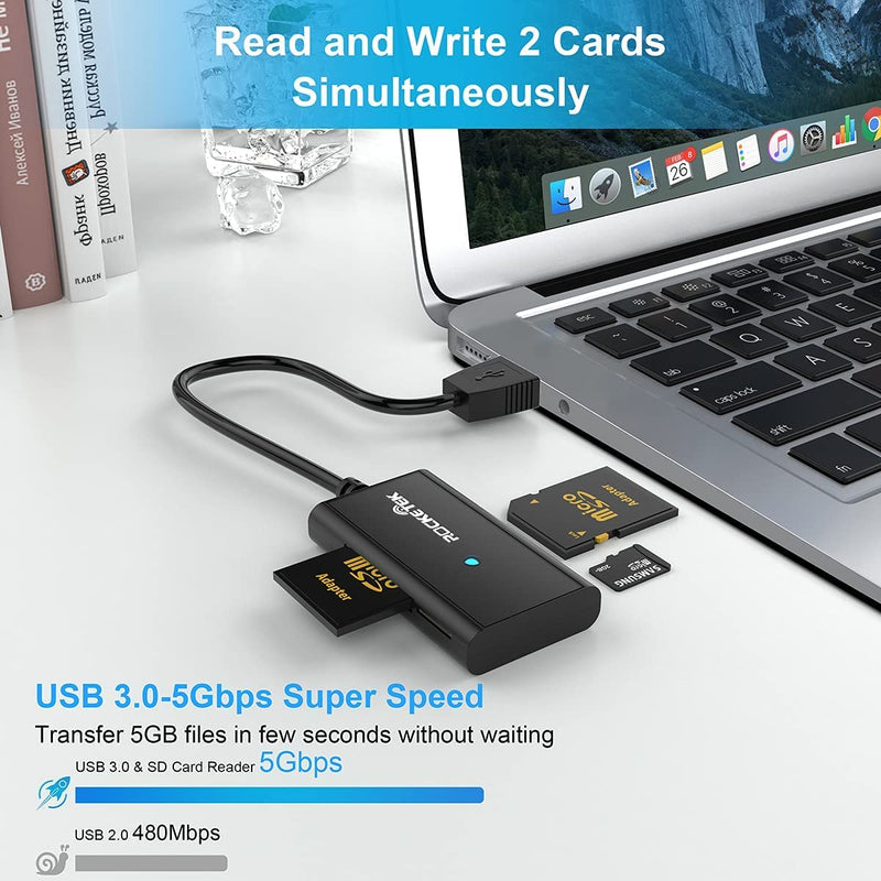  [AUSTRALIA] - 4 in1 USB 3.0 SD Card Reader 4 Slot Flash Memory Card Adapter Hub for SD TF/Micro SD SDXC SDHC MMC RS-MMC Micro SDXC Micro SDHC for Mac Windows Linux Chrome Read 2 Different Memory Card Simultaneously CR1