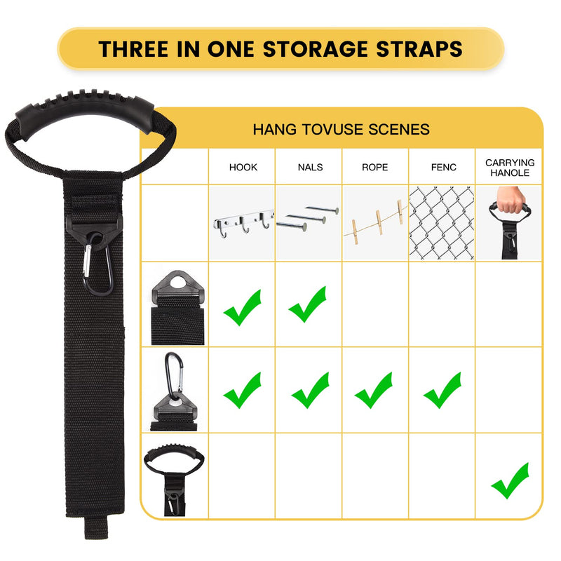  [AUSTRALIA] - Jumpso 3 in 1 Storage Straps Heavy Duty, 2 inch Wide Cord Organizer Straps with Handles, Triangular, Carabiner Buckle, 13inch / 22inch / 28inch Carrying Strap for Workshop Garden, RV Hose and Cables