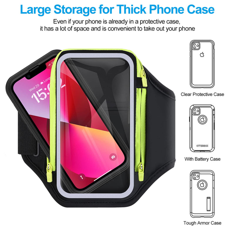  [AUSTRALIA] - Up to 6.8'' Running Phone Holder with Earphone Bag, MR.LUYU Cell Phone Arm Band Case for iPhone 14 13 12 11 Pro Max Galaxy S23 S22 Ultra, Waterproof Armband Belt with Adjustable Strap Car Key Pocket