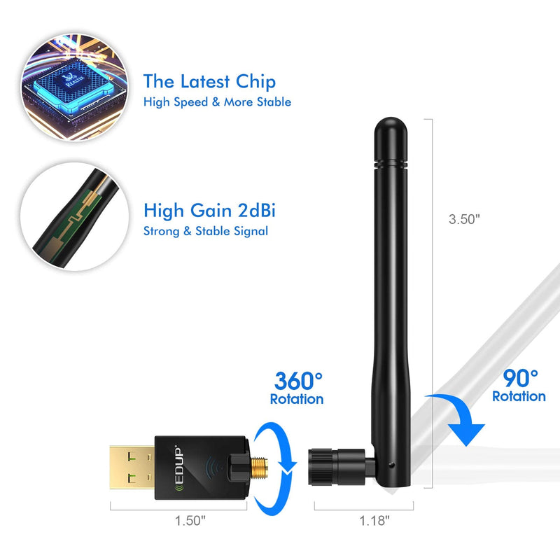  [AUSTRALIA] - EDUP AC600M USB WiFi Adapter for PC, Wireless USB Network Adapters Dual Band 2.4G/5.8Ghz Wi-Fi Dongle with Antenna for Laptop Desktop Compatible Windows 10/11/8.1/8/7/XP/Vista/Mac OS X 10.6~10.15.3