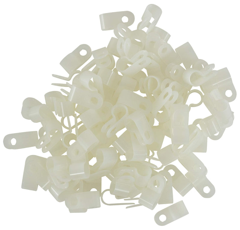  [AUSTRALIA] - GTSE White Nylon Plastic Cable Clamps, 5/16" Screw Mounts for Cable, Rope, Tube Management, 100 Pack 5/16" Diameter White/Natural