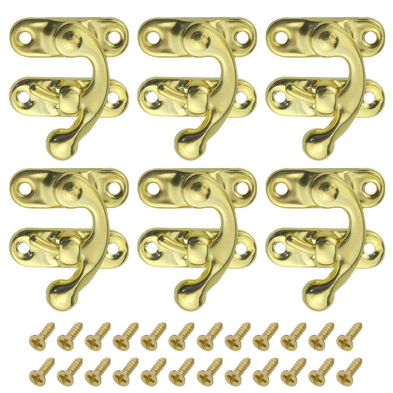  [AUSTRALIA] - WMYCONGCONG 60 PCS Antique Right Latch Hook Hasp 27mm x 32mm/1" X 1.28" Yellow Horn Hook Lock Wood Jewelry Box Hasp Hook Horn Clasp with 240 Screws (Yellow)